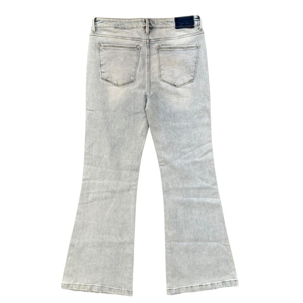 Risen Flare Jeans Women 11/30 Tall Low Rise Light Wash Y2K Stretch Denim - Picture 7 of 13